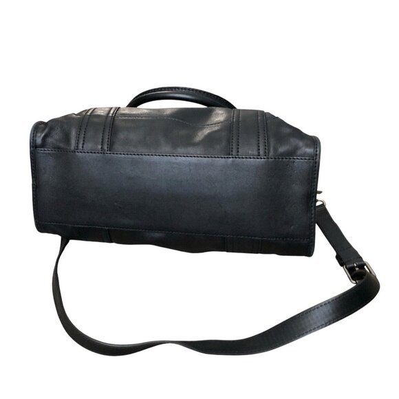 FRYE Black Melissa Zip Satchel Leather Hand Bag Purse W/ Crossbody Strap Dustbag - Picture 6 of 16